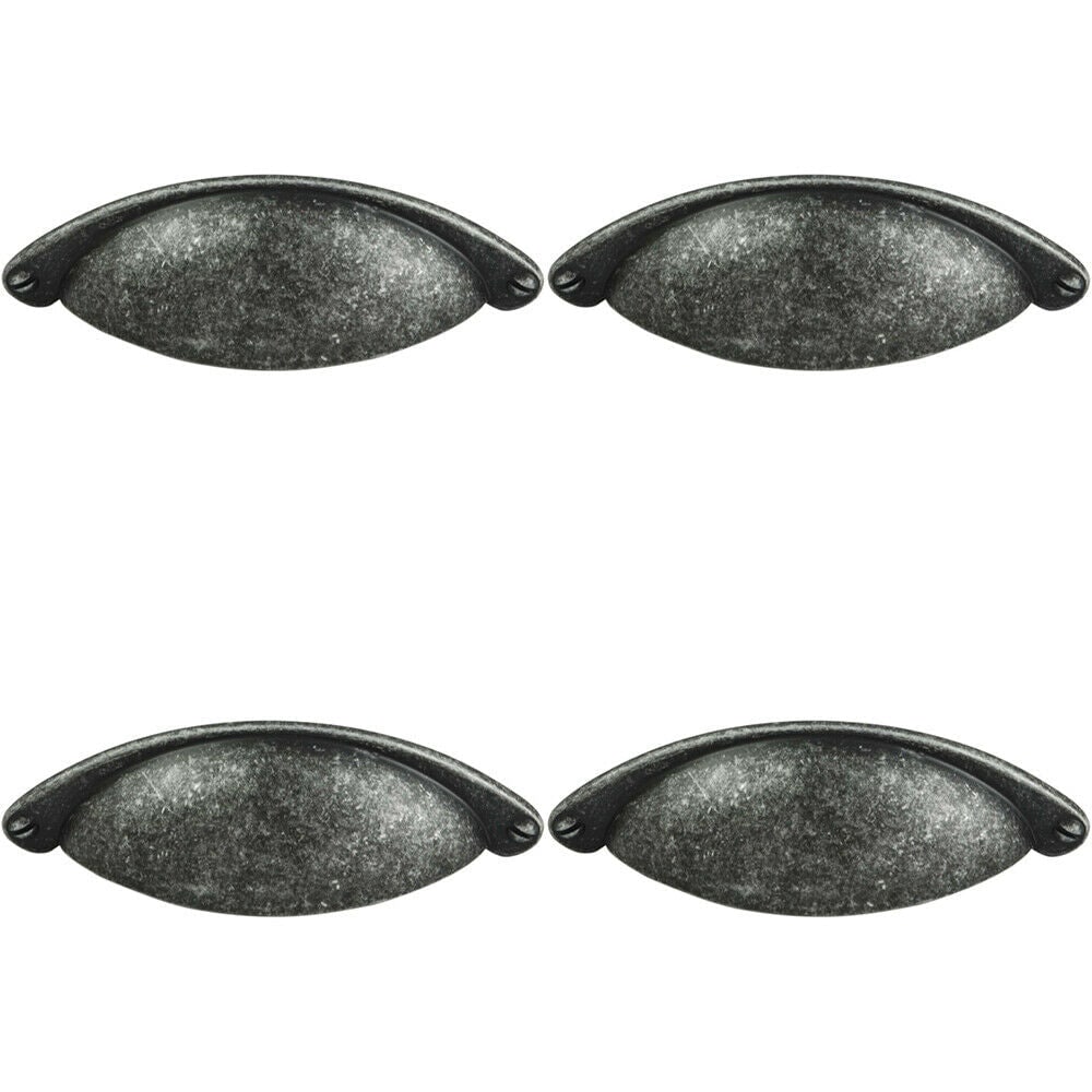 Loops 4x Traditional Cup Pull Handle 104 x 26mm 64mm Fixing Centres Pewter