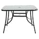 image 1 of Living and Home Square Metallic and Tempered Glass Garden Table with Parasol Hole