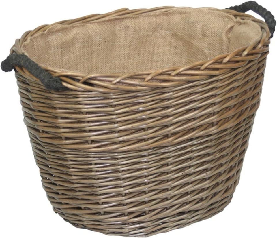 image 1 of Set 3 Oval Hessian Lined Log Baskets