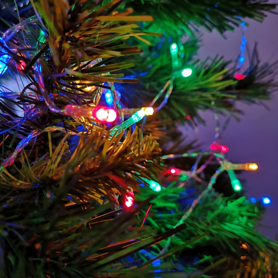 image 1 of 50 LED 5m Premier Christmas Outdoor Multi Function Battery Lights with Timer & Clear Cable in Multicoloured