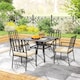 image 8 of Outsunny 5 Pieces Garden Dining Set with Cushions, Outdoor Patio Table and 4 Stackable Chairs, Metal Top Table with Umbrella Hole, Black