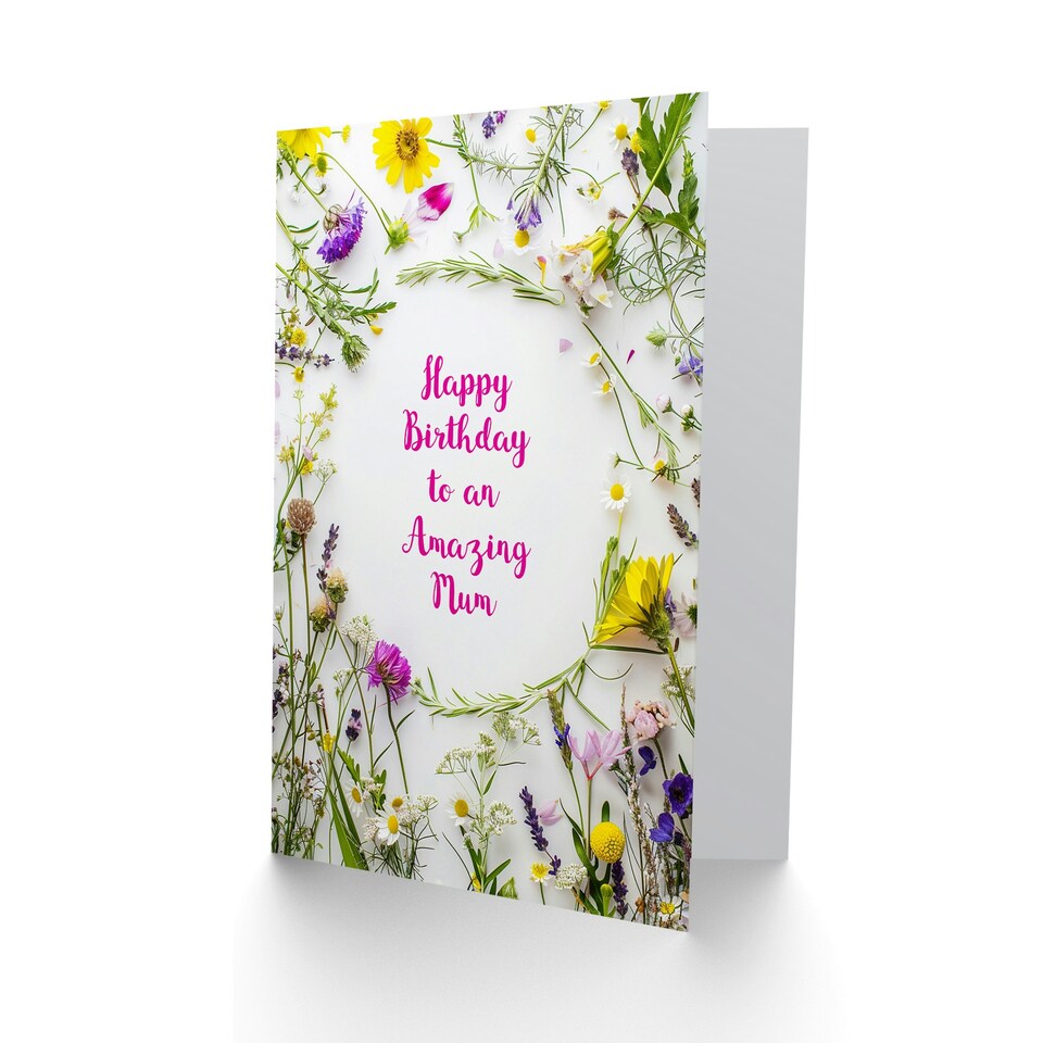 image 1 of Mum Happy Simple Spring Meadow Wildflowers Floral Her Birthday Card