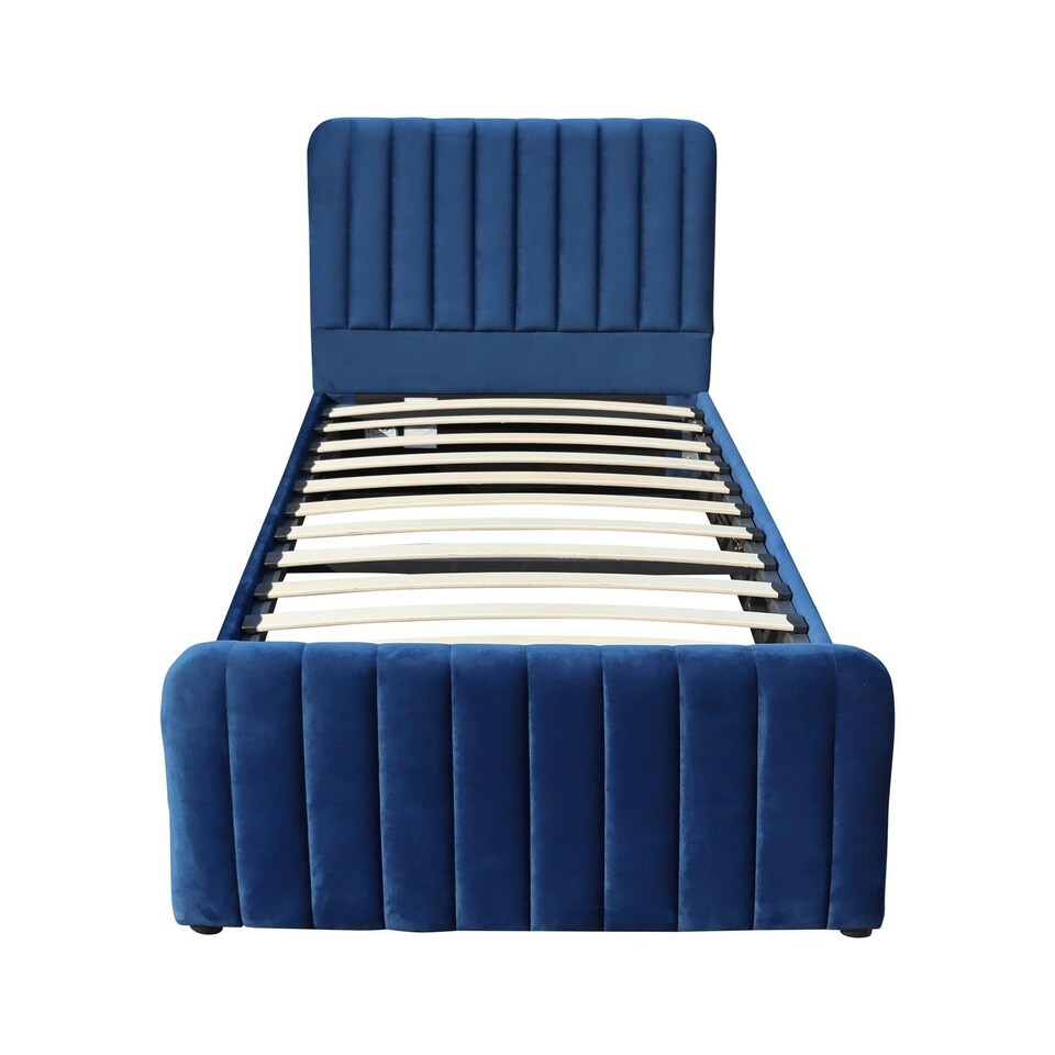 image 1 of Ottoman Storage Bed blue 3ft single velvet bed gas lift up Storage Bed bedroom furniture