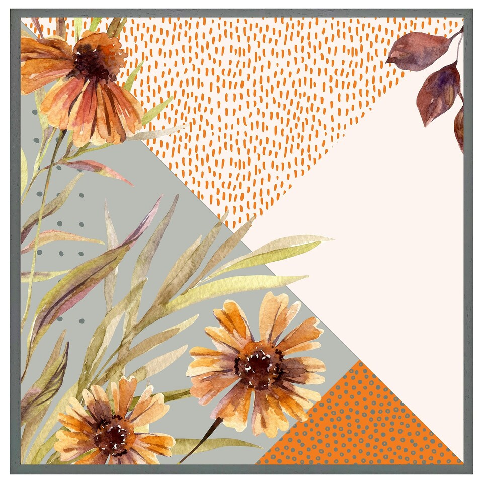image 1 of Autumn geometric shapes and flowers (Picture Frame) Black | XS