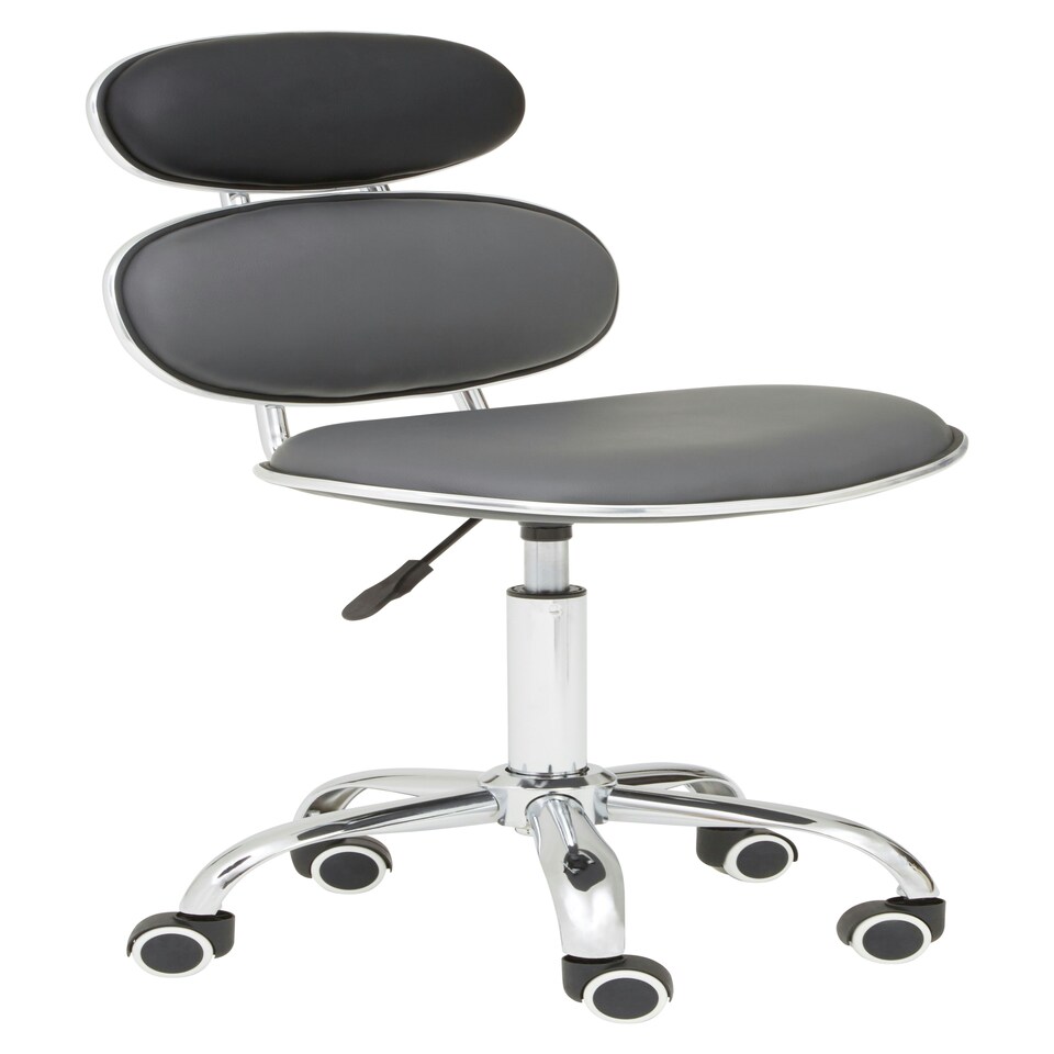 image 1 of Interiors By Premier Ergonomic Black PU Home Office Chair, Comfortable Work From Home Office Chair, Movable Ergonomic Chair