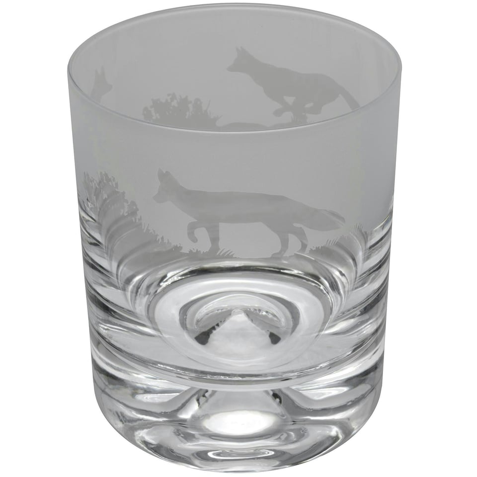 Animo Glass Whisky Tumbler Etched Glass Fox