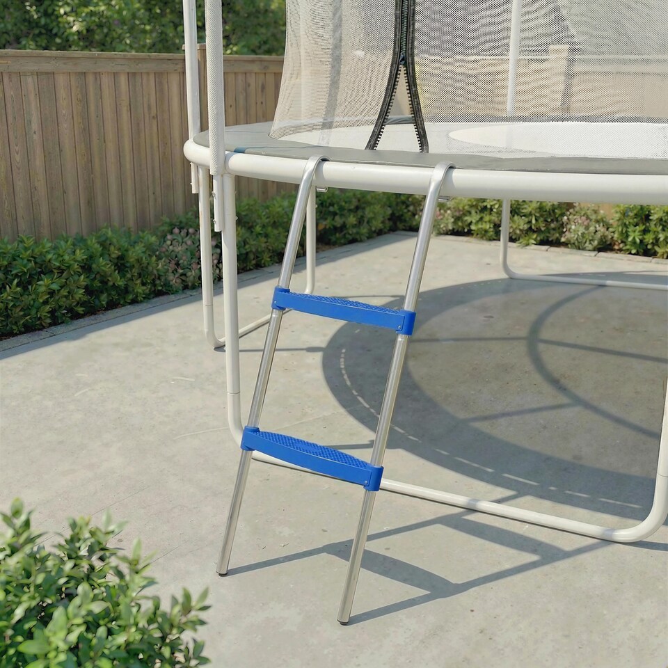 image 1 of SPORTNOW Trampoline Ladder, 2-Steps with Horizontal Wide Steps, Galvanised