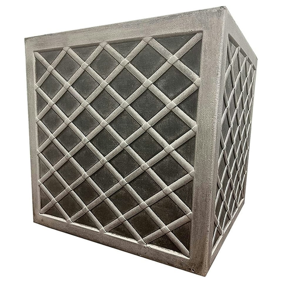 image 1 of 2 x Large Square Lazio Effect Planters For Garden Indoor & Outdoor Patio Planters Pots Grey