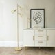 image 1 of ValueLights Angus Adjustable Brushed Gold Metal Geometric Basket Shade Table Lamp