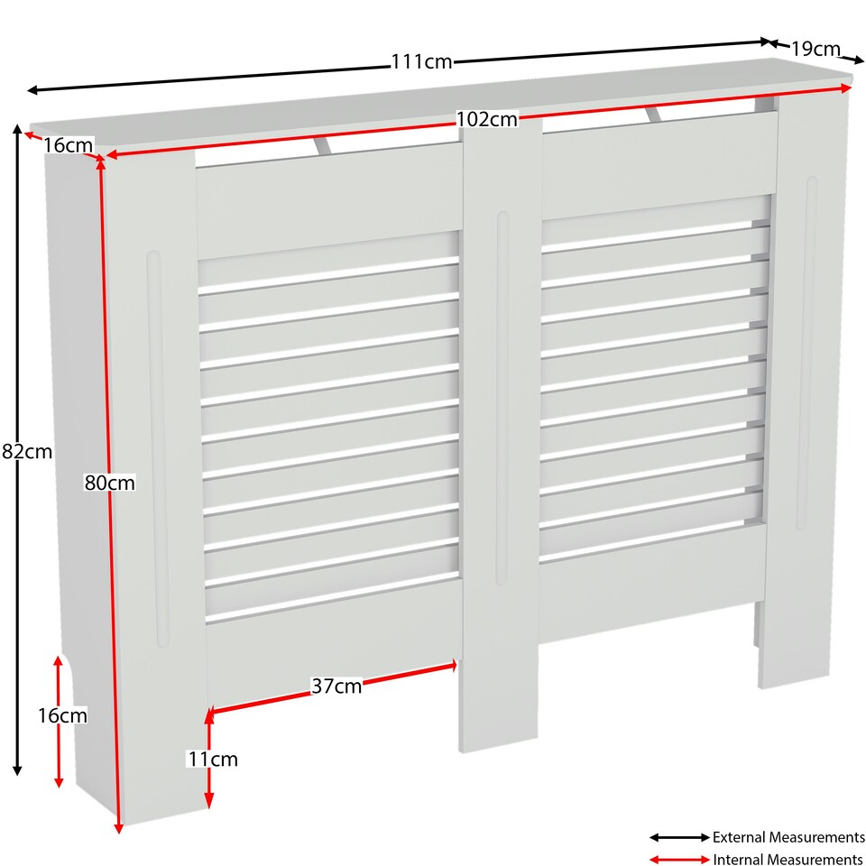 image 1 of Vida Designs Milton Radiator Cover Painted MDF Slatted Cabinet, White, 111cm