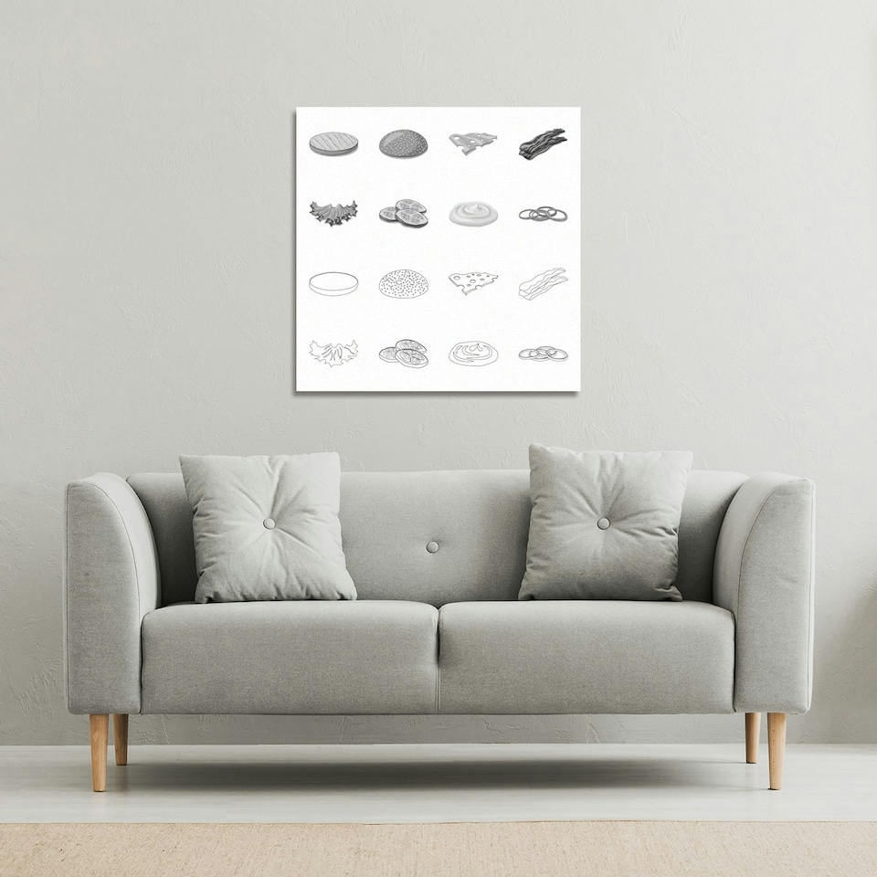 image 1 of burger and sandwich icon (Canvas Print) 77 x 77 x 4cm