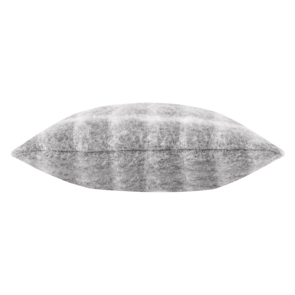 image 1 of Yard Yarrow Check Faux Mohair Check Cushion, Flint Grey, 45 x 45cm