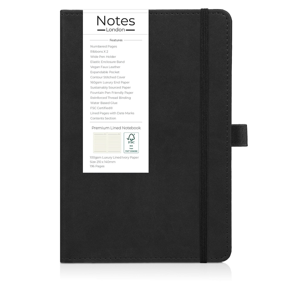 image 1 of Notes London A5 Italian Styled Moretti Notebook Black