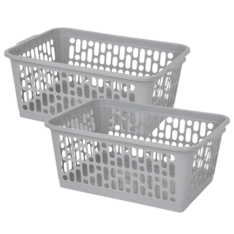 image 1 of 1 x Multipurpose Cool Grey Large Handy Plastic Storage Baskets For Home & Office | Grey
