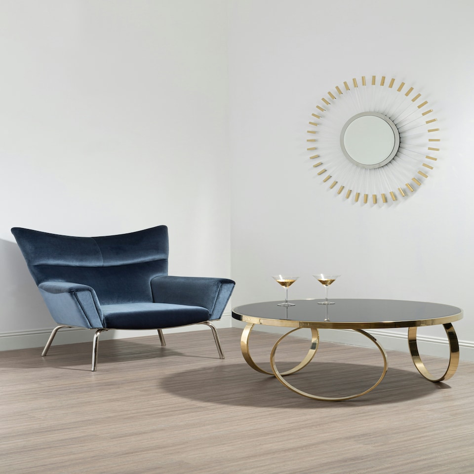 image 1 of Durable Large Round Coffee Table, Elegant Decorative Coffee Table, Sturdy Modern Round Coffee Table Black