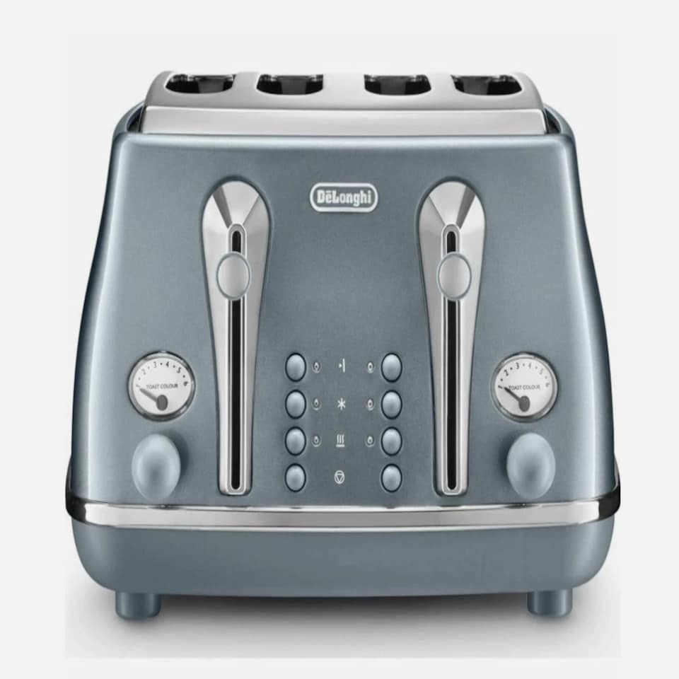 DeLonghi 4 Slice Icona Metallics Toaster Ice Blue Blue
