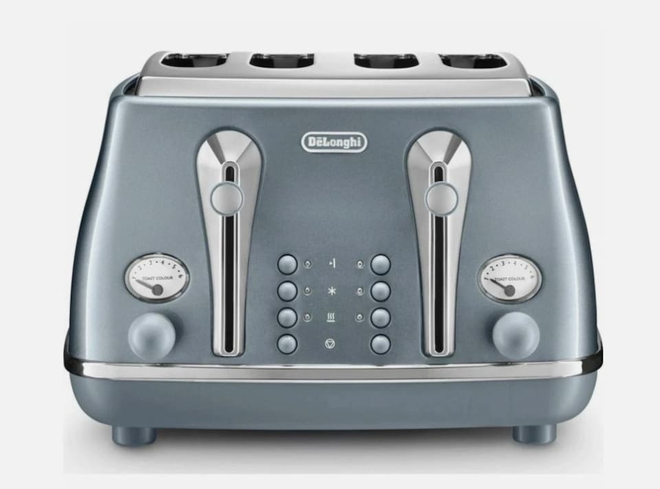 DeLonghi 4 Slice Icona Metallics Toaster Ice Blue | Blue