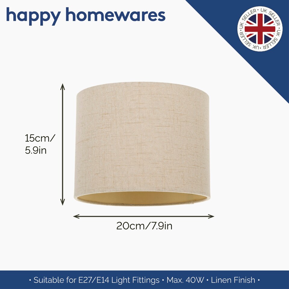 image 1 of Modern Taupe Linen Fabric Small 8 Inch Drum Lamp Shade with Matching Satin Lining | Cream
