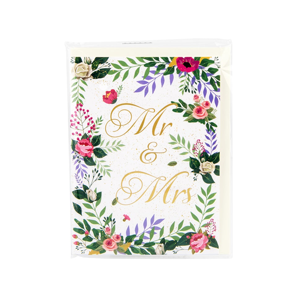 image 1 of Mr & Mrs with Floral Accents Romantic 3D Pop Up Wedding Congratulations Card