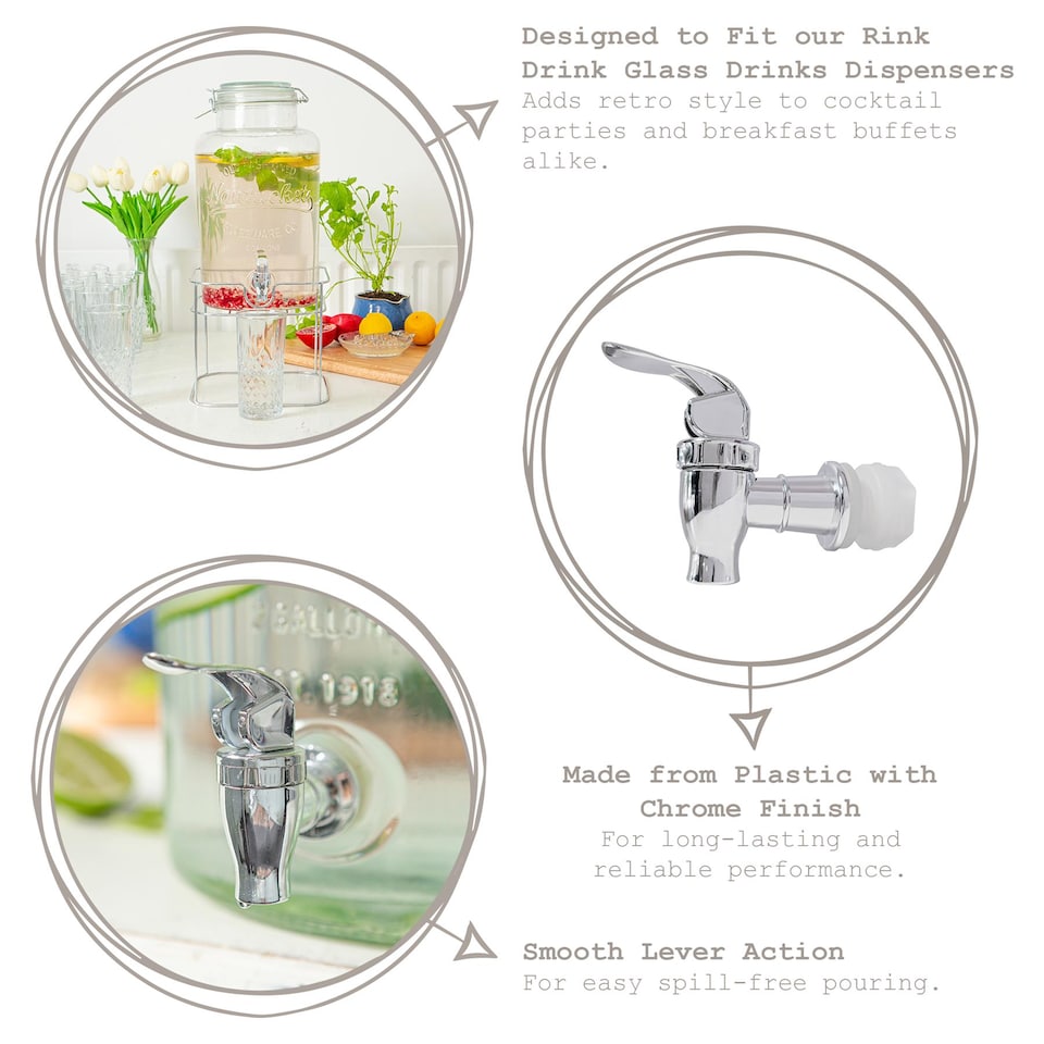 image 1 of Rink Drink Drinks Dispenser Spouts - Chrome - Pack of 2