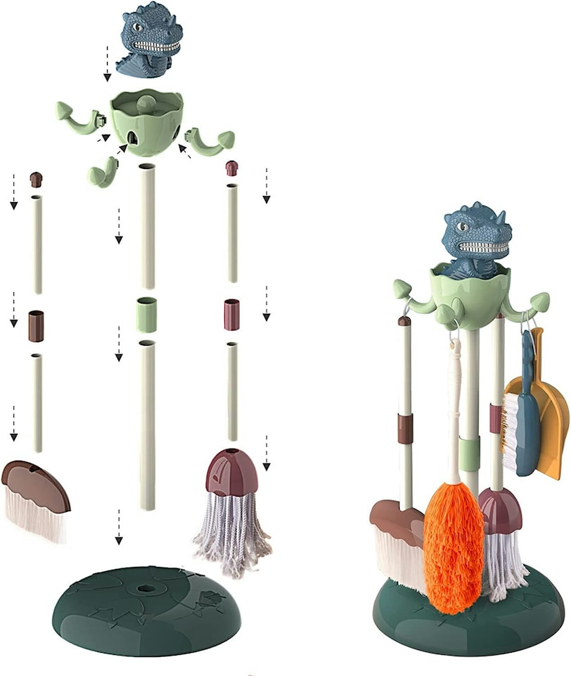 image 1 of Household Cleaning Pretend Play ToyHousehold Cleaning Pretend Play Set with Dinosaur Stand and Accessorieswith Dinosaur Stand and Accessories