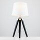 image 2 of ValueLights Clipper Black Wood Table Lamp With Large White Tapered Shade
