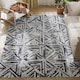 image 1 of HOMCOM Modern Area Rug, Triangle Pattern Non-Slip Washable Rug, Chenille Floor Carpet for Living Room, Bedroom, Dining Room, Home Office, 230 160 cm, Black | Black | Cream, Dark Grey | 1