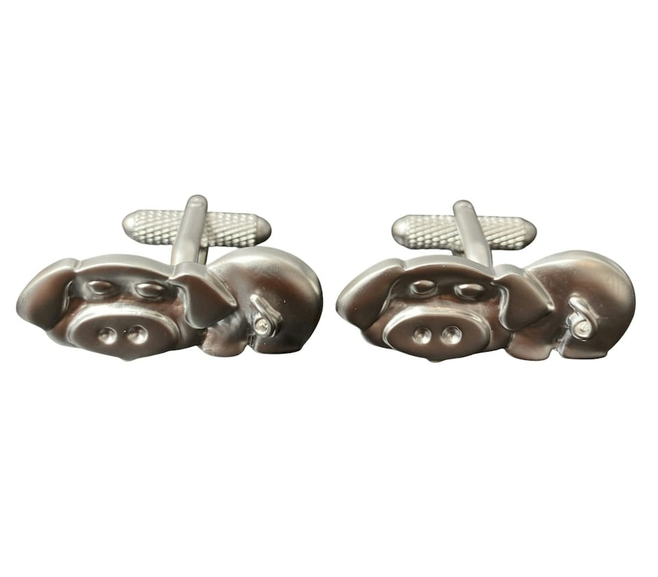 image 1 of Pig Cufflinks - Onyx Art CK74 Novelty Cuffs
