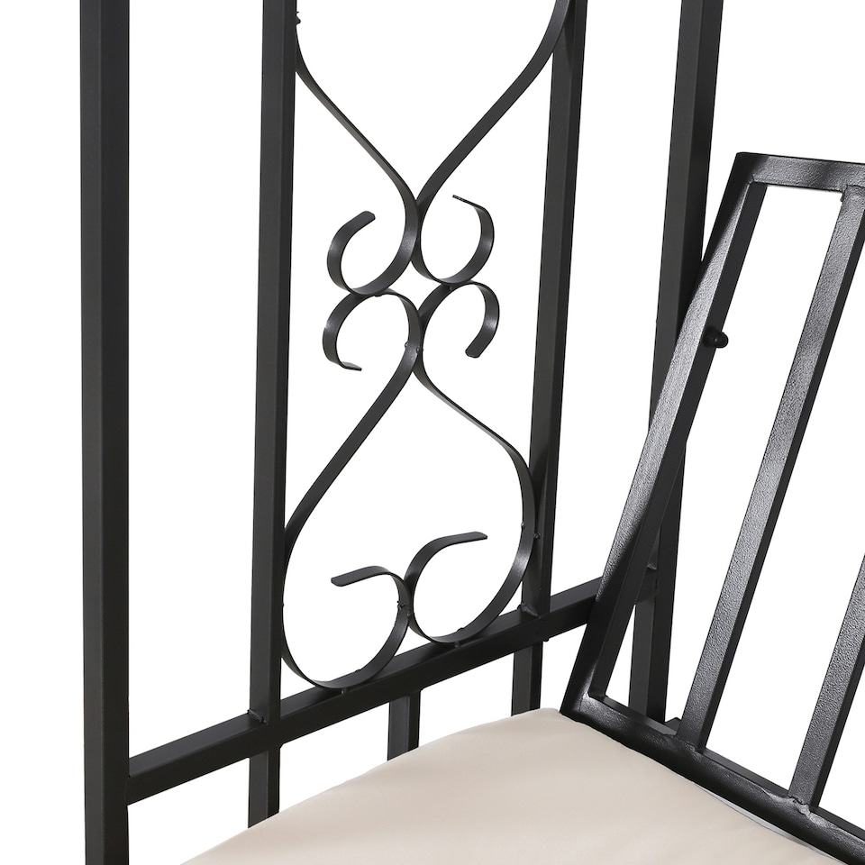 image 1 of Outsunny Garden Arbor Arch Metal Bench Padded Seat Outdoor Decoration Patio