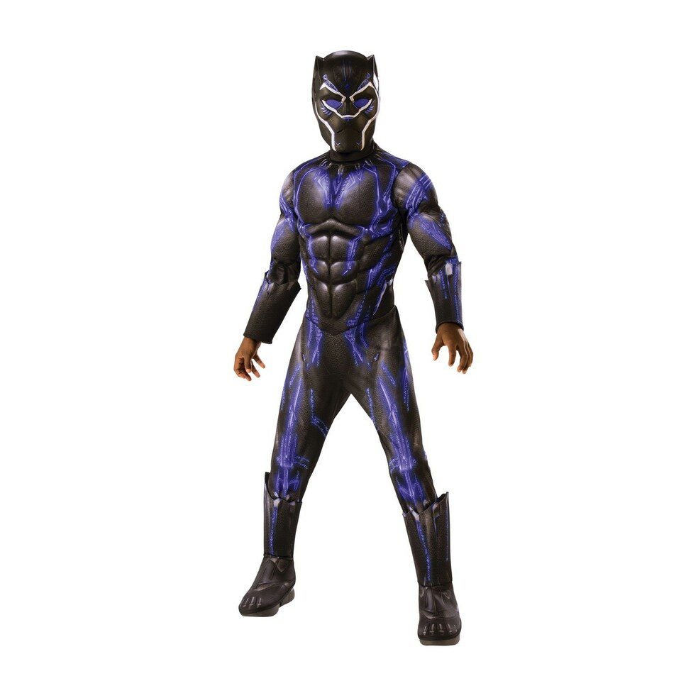Black Panther Childrens/Kids Deluxe Battlesuit Costume - Black - 7-8 Years