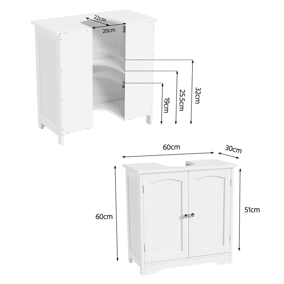 image 1 of Yaheetech Wooden Bathroom Cabinet with Precut Sink Hole Grey White