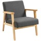 image 1 of HOMCOM Modern Fabric Accent Chair w/ Rubber Wood Legs Padded Grey