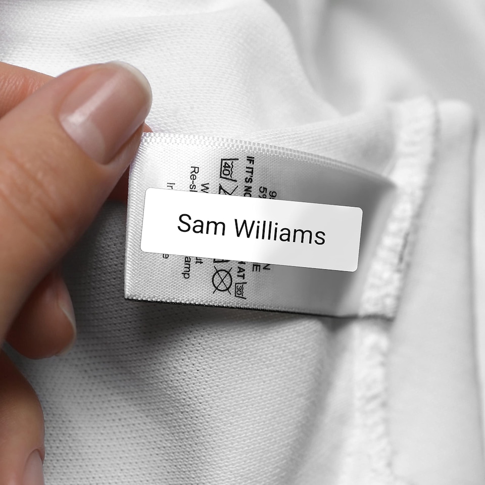 image 1 of Dotty About Paper 64 x Personalised School Name Labels White with Black Text