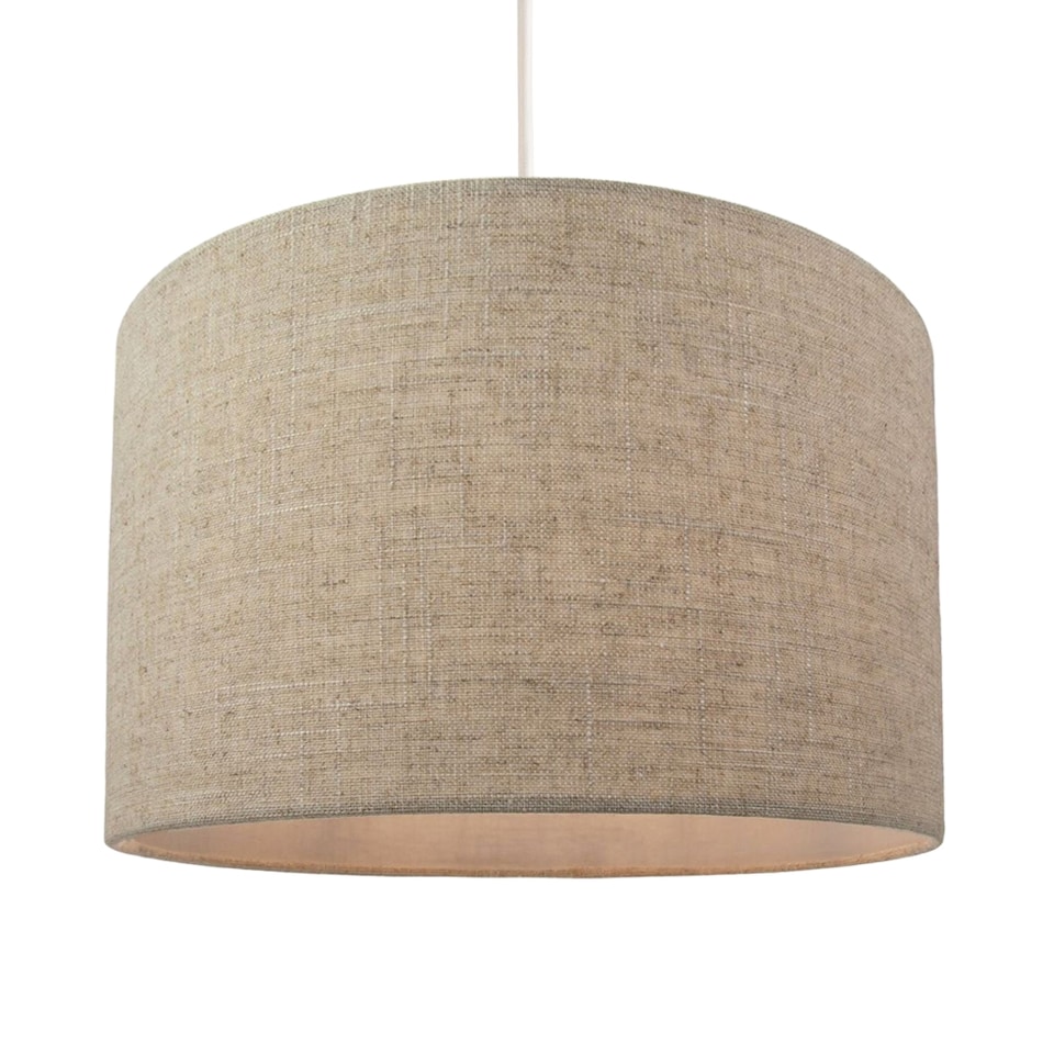 image 1 of Contemporary and Stylish Natural Linen 14 Lamp Shade in Oatmeal - 35cm Diameter | Cream | 14"