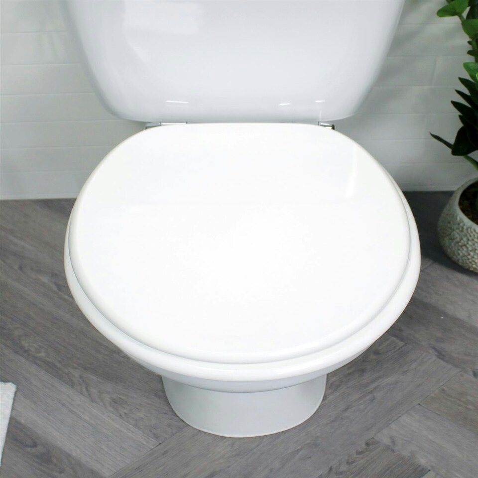 image 1 of Showerdrape Norfolk Soft Close White Wooden Toilet Seat