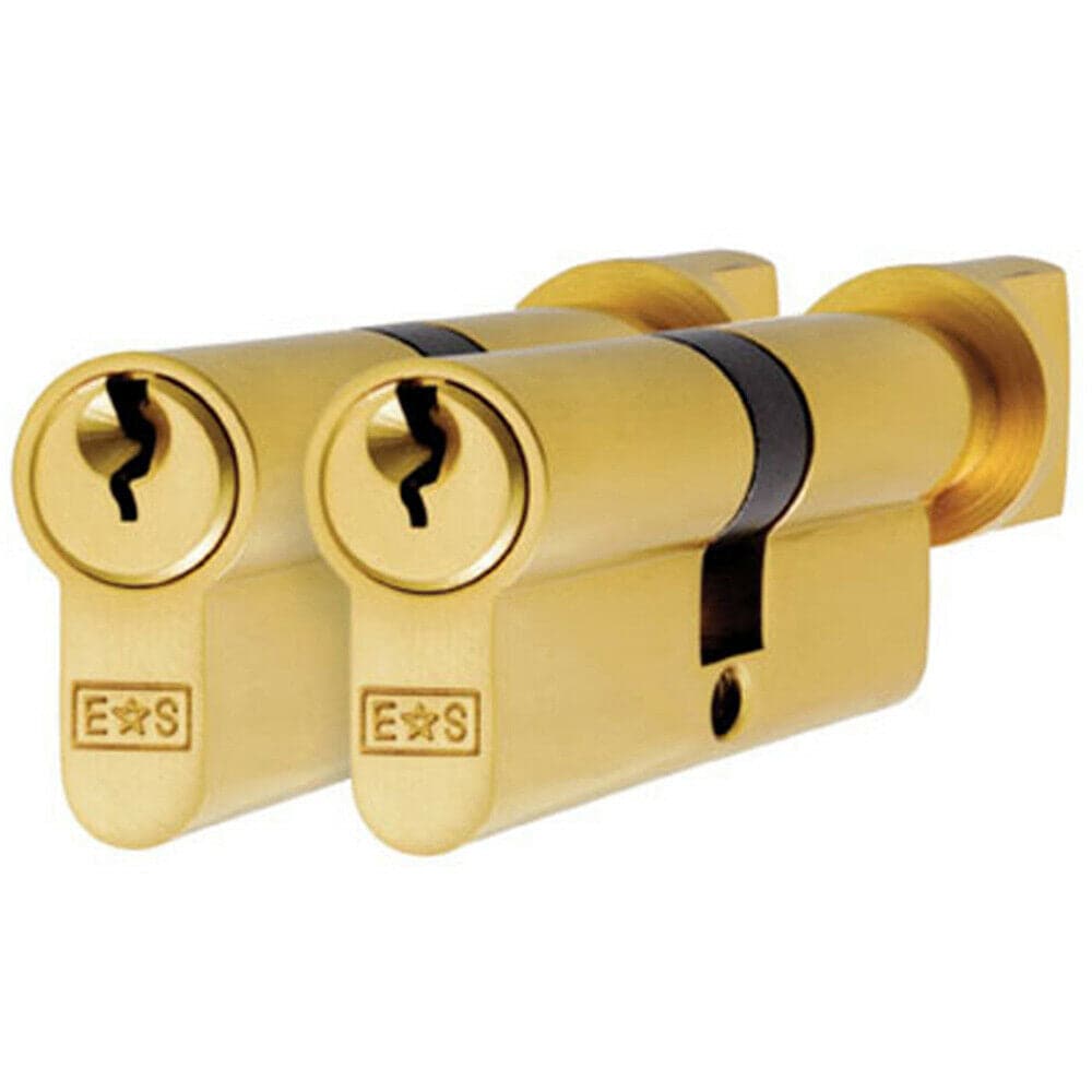 Loops 70mm EURO Cylinder & Thumbturn Lock Keyed to Differ 5 Pin Polished Brass in Metallics