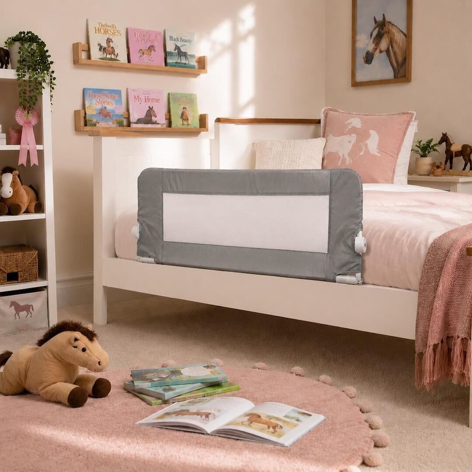 image 1 of Safetots Extra Wide Bed Rail, Grey 140cm Wide x 50cm Tall, Toddler Bed Guard For Safety