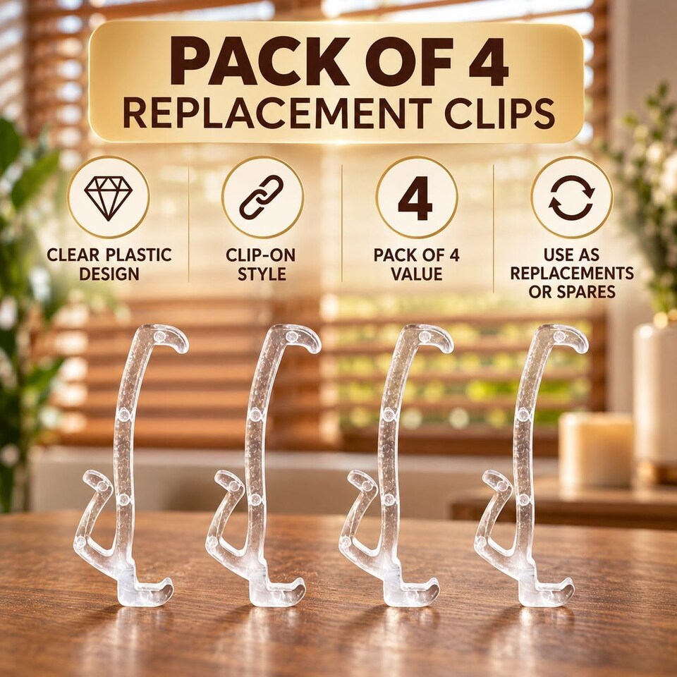image 1 of 50mm Valance Pelmet Clips for Wood Venetian Blinds Clear Pack of 4
