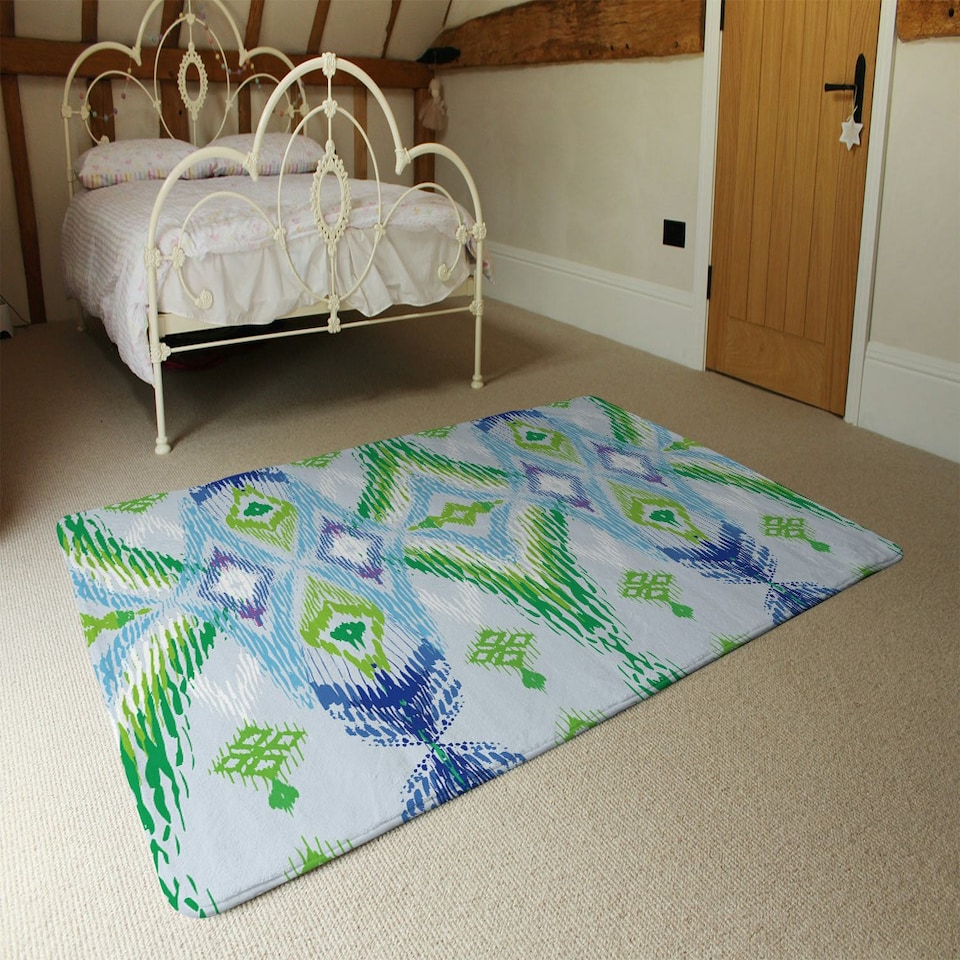 image 1 of Ethnic style Modern scarf (Rug) Blue | Small: 60x110cm