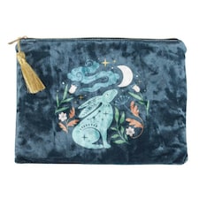 Something Different Midnight Hare Velvet Cosmetic Bag - Blue - One Size