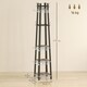 image 7 of HOMCOM Industrial Coat Stand with 4 Storage Shelves and 8 Hooks Grey | Grey | Grey