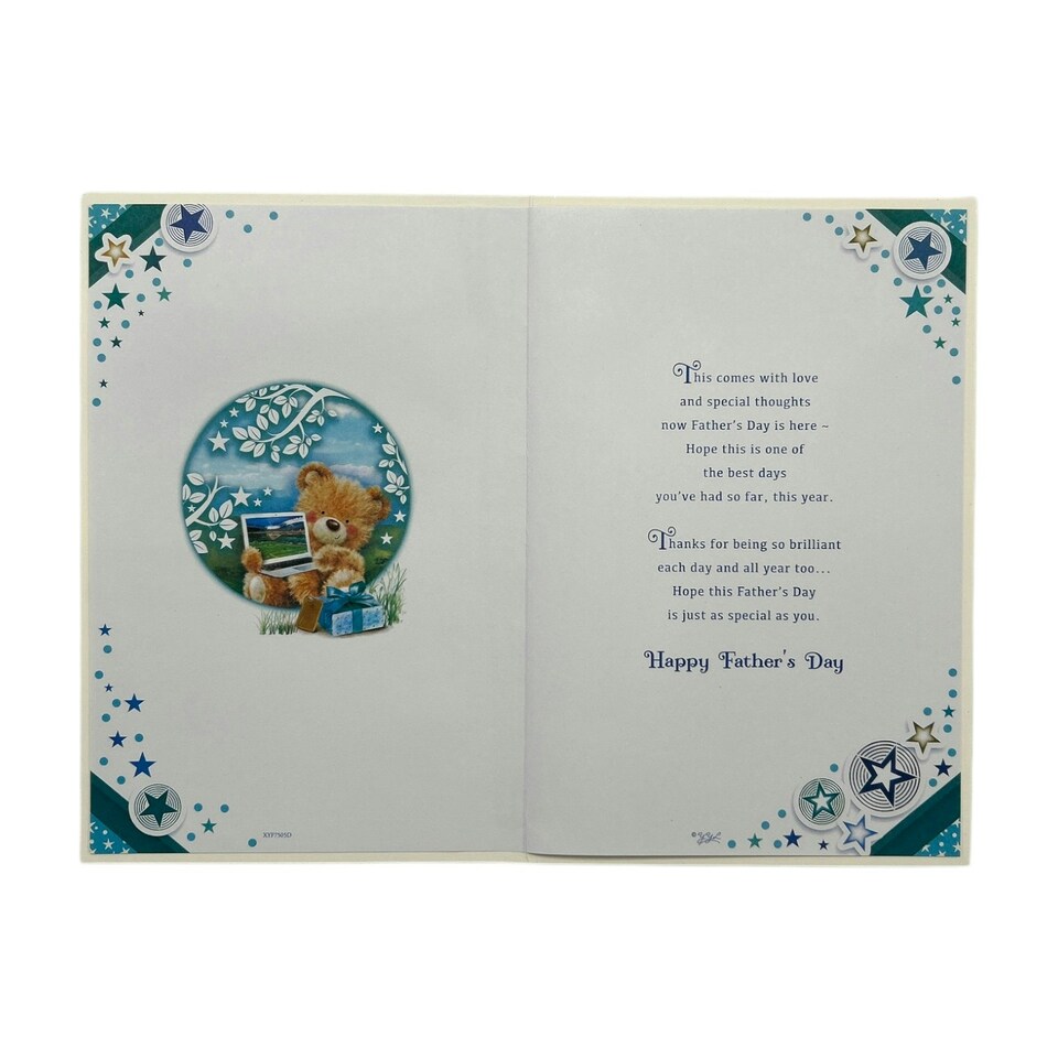 image 1 of For A Special Daddy Teddy With Laptop Design Father's Day Card