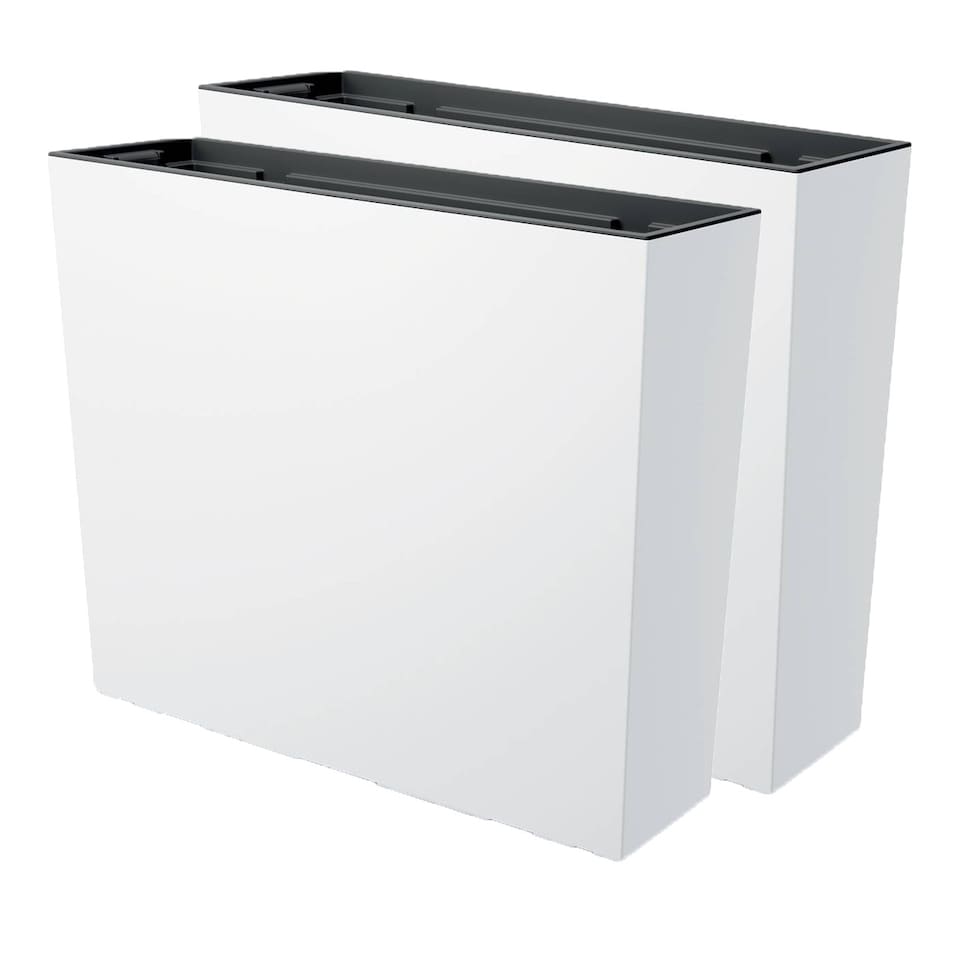 image 1 of 58cm Urbi Case Tall Rectangular Planter | White | White & Set of 2 | 2