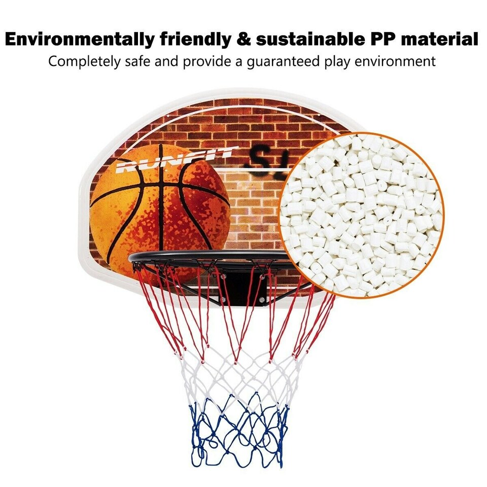 image 1 of COSTWAY Wall Mounted Basketball Hoop Backboard Set Rim 42cm Red | Standard