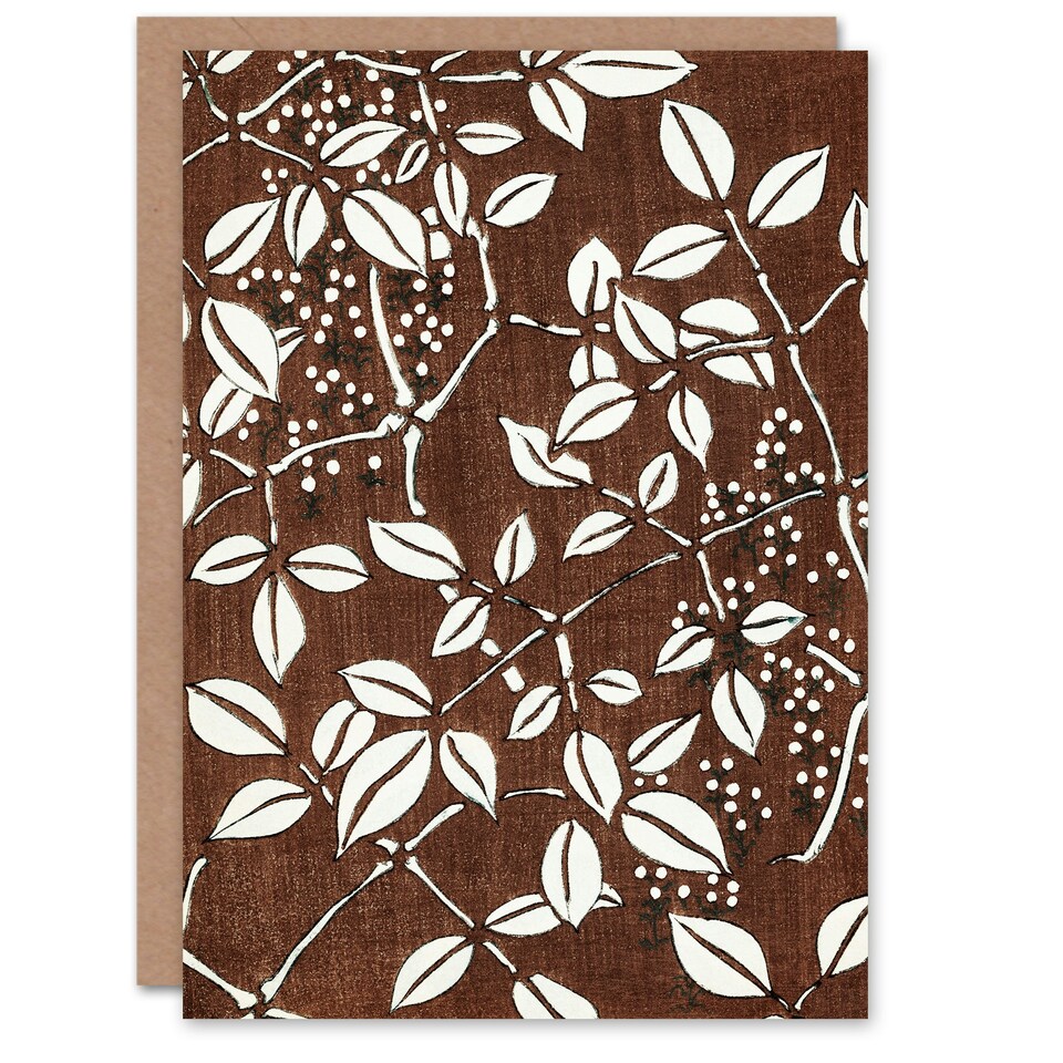 image 1 of Shin Bijutsukai Japanese Art Card Tree Branch and Leaf Pattern