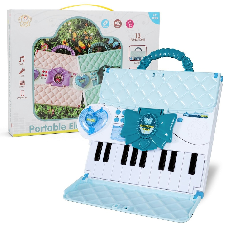 image 1 of 40-Key Folding Piano Keyboard Toy – Portable Electronic Music Toy with Lights & Sound (Blue)
