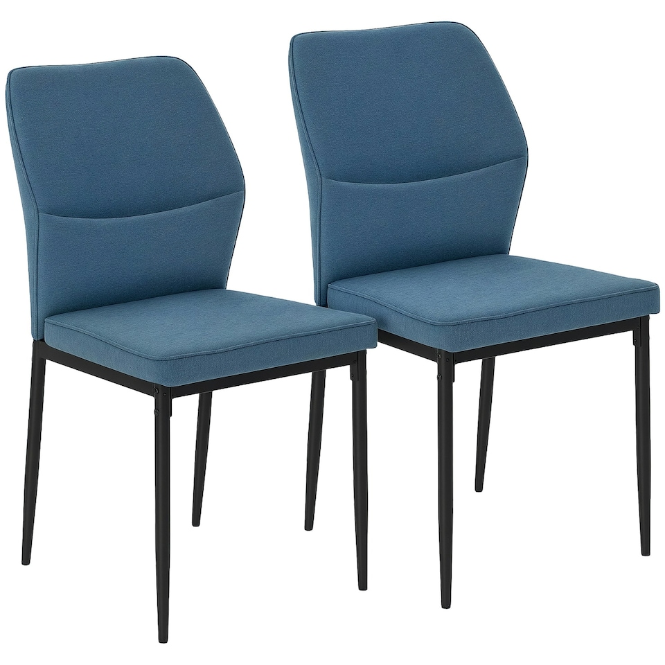image 1 of HOMCOM Set of 2 Dining Chairs with Curved Back Padded Seat for Kitchen Blue Blue