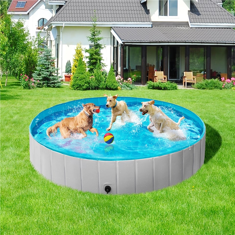 image 1 of Yaheeetch 180 cm Foldable Pet Pool for Garden Beach Yard Home Use-Grey XXXL | Grey | Grey | 1
