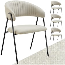 Dining Chair Bedano - woven fabric, padded, 150 kg load capacity - Set of 4 Grey | Greige