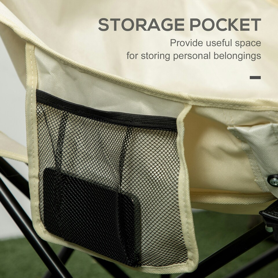 image 1 of Outsunny Folding Camping Chair with Carrying Bag and Storage Pocket, Black